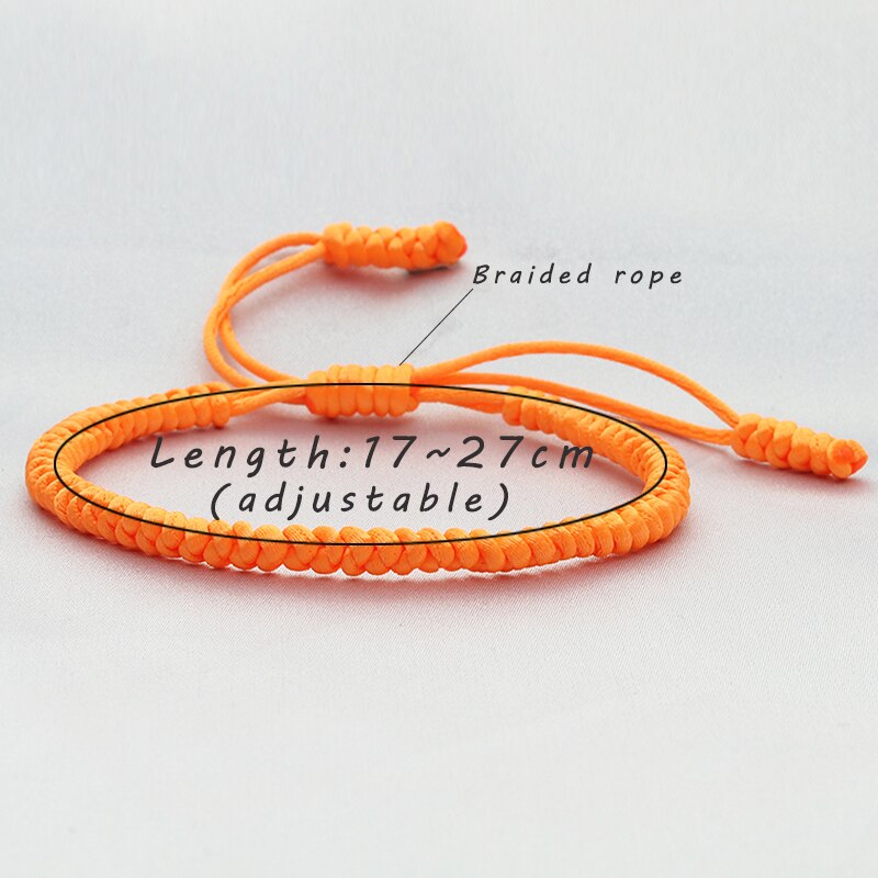 Handmade Bracelet Orange Braided Knot Rope Adjustable Charm Tibetan Buddhist Bracelets For Women Men Jewely Friend