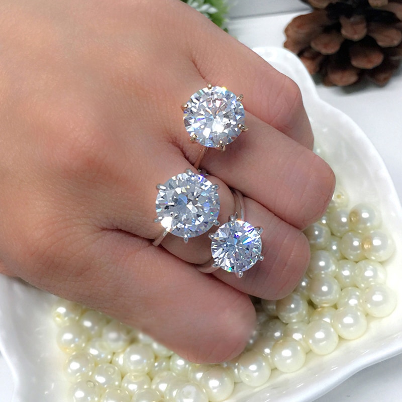 Moonrocy sølv cubic zirconia krystal løfte vielsesringe til kvinder 5 karat brud tilbehør smykker ringe