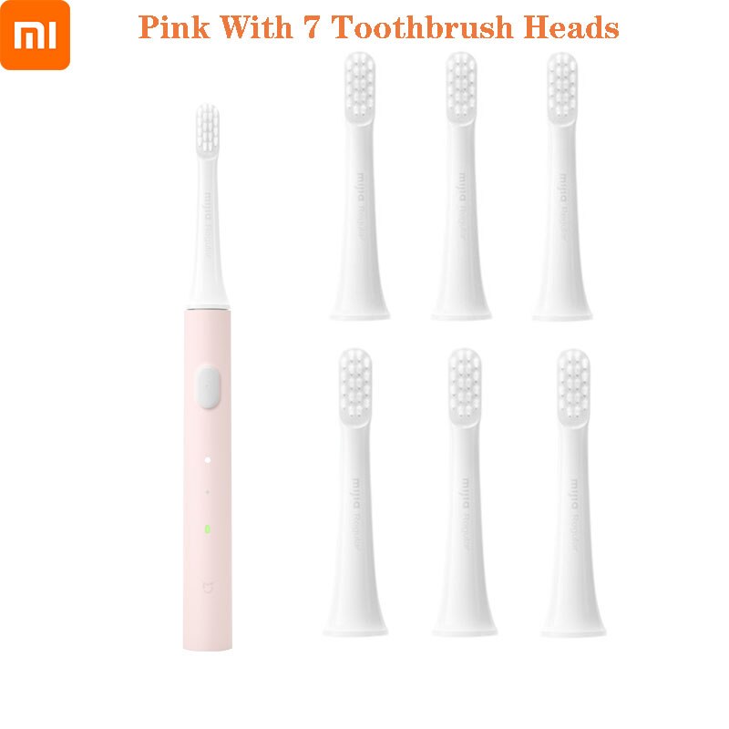 Xiaomi Mijia Electric Toothbrush Waterproof USB Rechargeable Hotsale Sonic Toothbrush Smart Tooth Brushes Oral Care Reminder: Pink with 7 heads