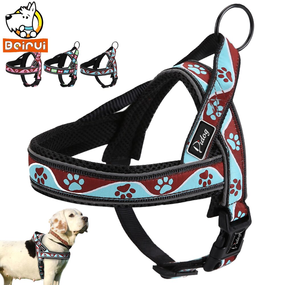 Reflective Dog Harness Adjustable Outdoor Training Dogs Harnesses with Handle Quick Fit For Medium Large Pets Cats Pitbull