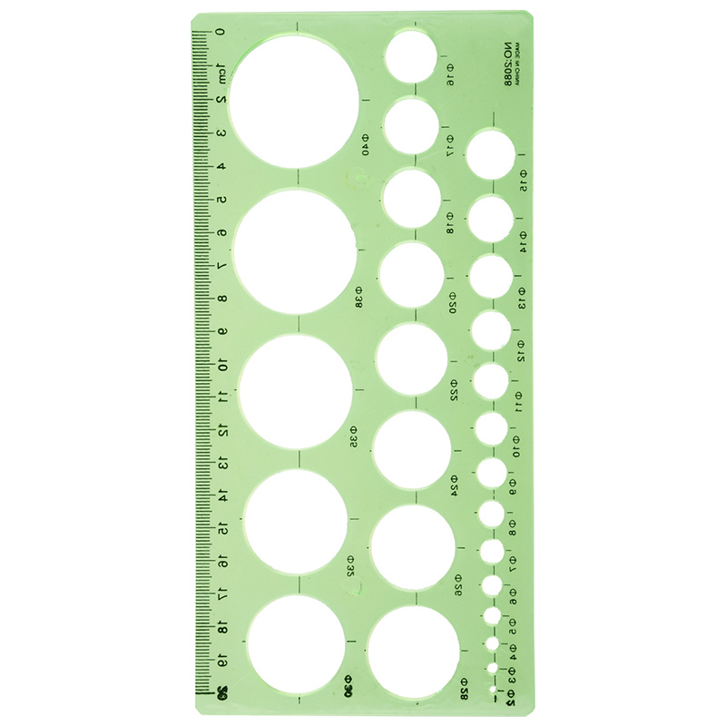 POTENCO drawing Ruler measuring tool Plastic Circles Squares Geometric Template Rulers Suitable For Student trammel: C