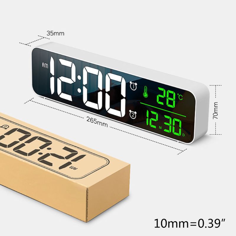 Elektronische Led Digitale Grote Display Ochtend Wekker Muziek Helderheid Usb Oplaadbare Klok Snooze Timer Voor Thuis Bureau Kamer