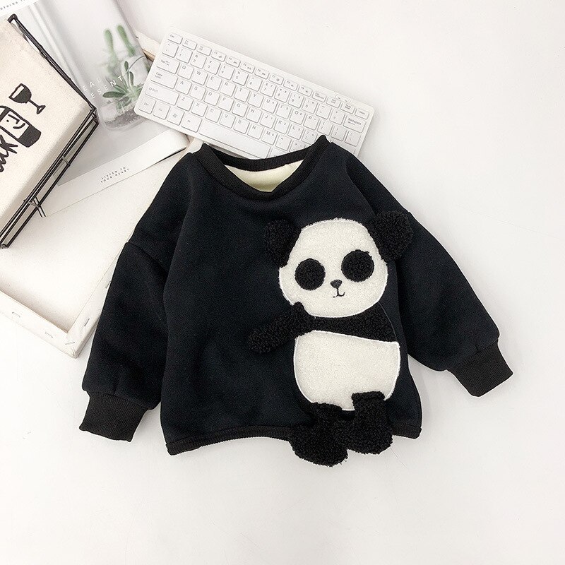 Benemaker vêtements pour enfants garçons pour fille pull d'hiver vêtements tout-petit enfant panda sweats polaire haut vêtements pour enfants  na525: Noir / 6t