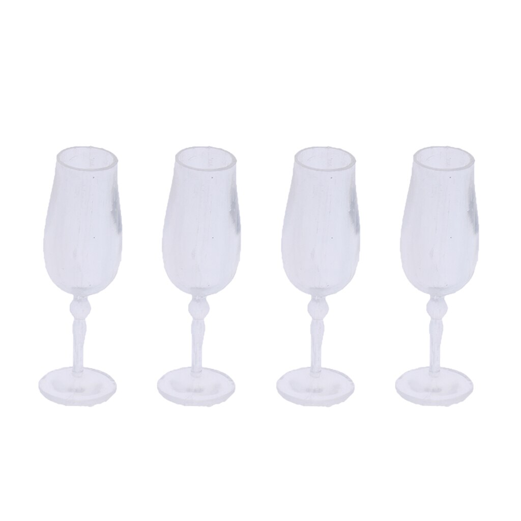 4 Pieces 1/12 Dollhouse Miniature Clear Wine Glass Juice Cup Goblet Model