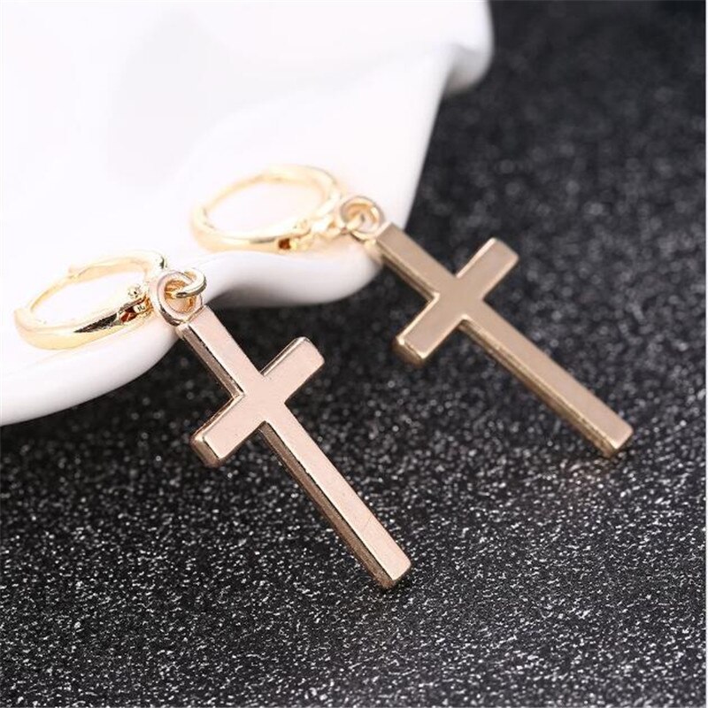 Cross Clip Earrings Metal Gold Smooth Surface Earrings for Women's Women's Wedding Jewelry