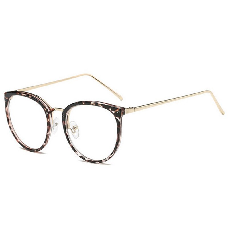 #39 optiske gjennomsiktige briller kvinner nærsynthet briller innfatning metall briller klare linser kvinners briller: leopard