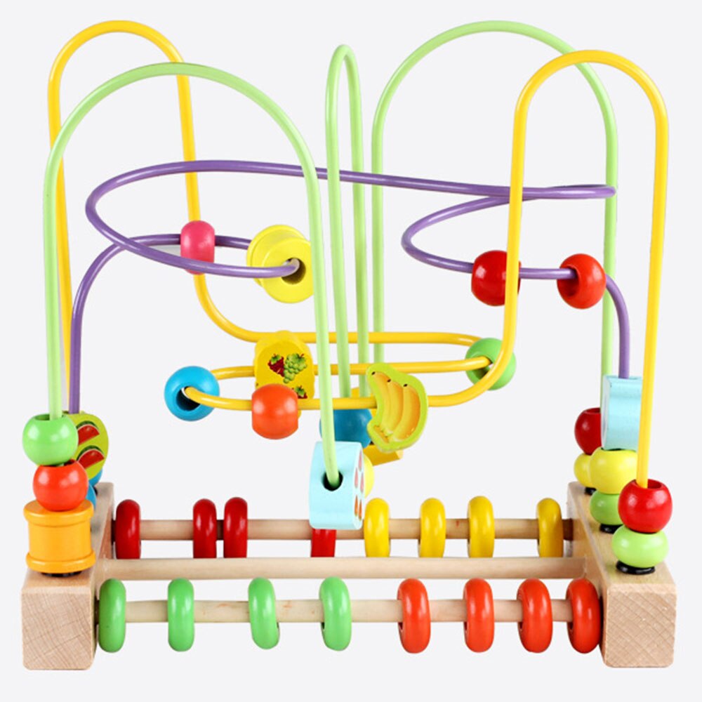 Educatief Speelgoed Voor Kids Kinderen Voorschoolse Drie-Draad Fruit Groente Insect Dier Puzzel Kraal Draad Doolhof Houten