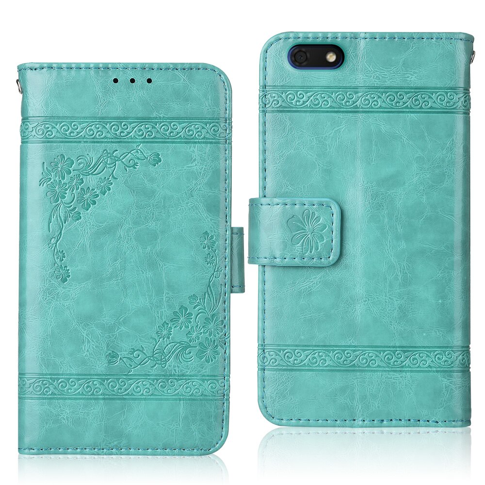 For On Huawei Y5 DRA-L21 Coque Back Cover Y52018 Case Flower Wallet Case For Huawei Y5 Phone Bag: oil-Green