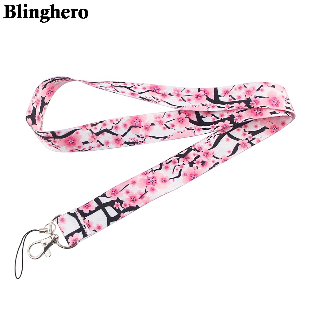CB123 Nette Schlüsselband Für Schlüssel Kühle Kirschblüzehn praktisch Halfter Nacken Riemen Mit Schlüssel Blume Drucken DIY Hängen Seile