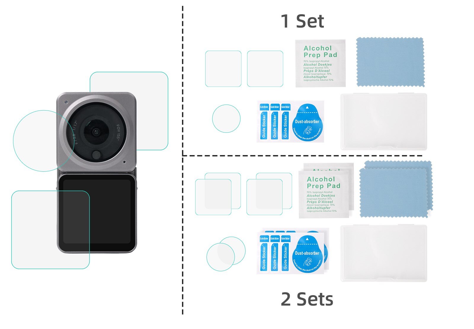 DJI ACTION 2 tempered film accessories camera lens display protective film DJI ACTION 2 HD explosion-proof film