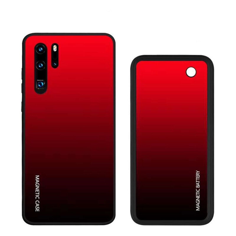 Draadloze Magnetische Acculader Gevallen Voor Huawei P30 Pro Batterij Case 5000Mah Draadloze Opladen Batterij Power Bank Cover Case: Red