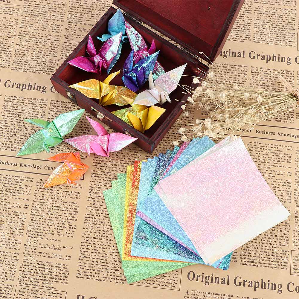 50pc 10cm Origami Shining Paper Glitter Craft DIY Material Bird Animal Star Boat Folding Origami Paper Sparkling Glitter Paper