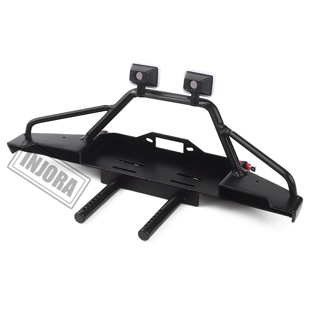 INJORA Metal Front Bumper with LED Lights for 1/10 RC Rock Crawler Axial SCX10 & SCX10 II 90046 TRAXXAS TRX4 TRX-4