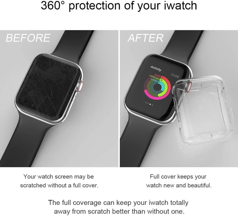 Hoesje voor apple watch 5 44mm 40mm 42mm 38mm screenprotector voor iwatch serie 5 4 3 tpu hd doorzichtig ultradunne algehele hoes