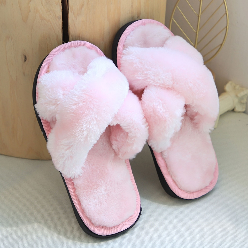 Jaycosin baby pige hjemmesko efterår vinter baby sød fluffy hjemmesko børn indendørs bløde plys soveværelse hjemmesko