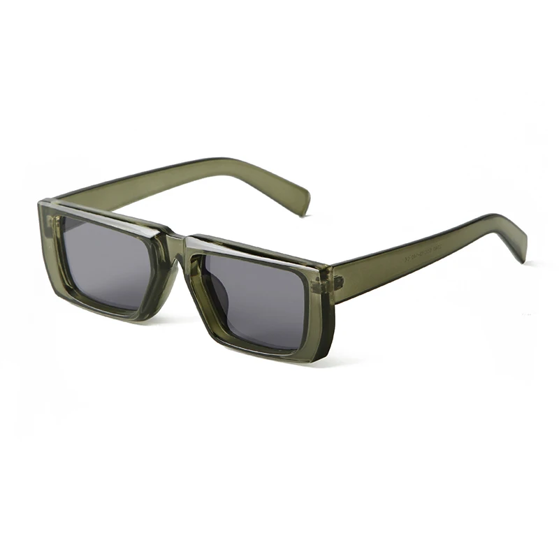 HISTORIA Retro verde rectángulo gafas de sol mujeres hombres Vintage tortuga marco cuadrado gafas de sol UV S2340M: Negro