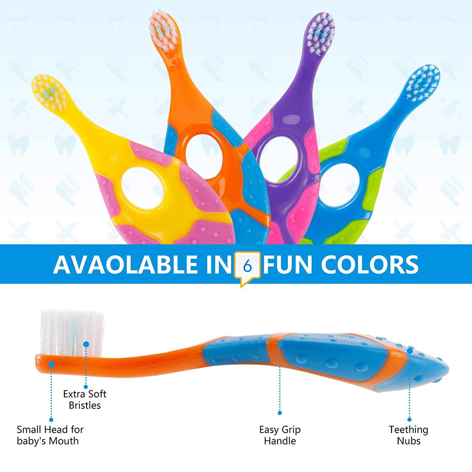 2Pcs Childrens Bucket Soft Bristle Toothbrush, Non Slip Handle, Large End Ultra Dense Soft Bristle Toothbrush, for Kids Gum Care