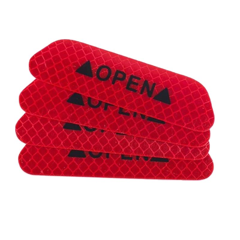4 pieces of car door anti-collision stickers, reflective tape, auto parts, exterior, reflective tape, reflective strip: Red