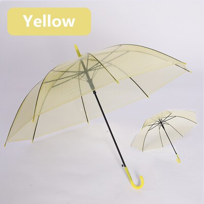 Clear Transparent Rain Umbrella PVC Rain Dome Bubble Rain Sun Shade Wedding Party Umbrellas Long Handle Straight Stick Umbrella: Yellow