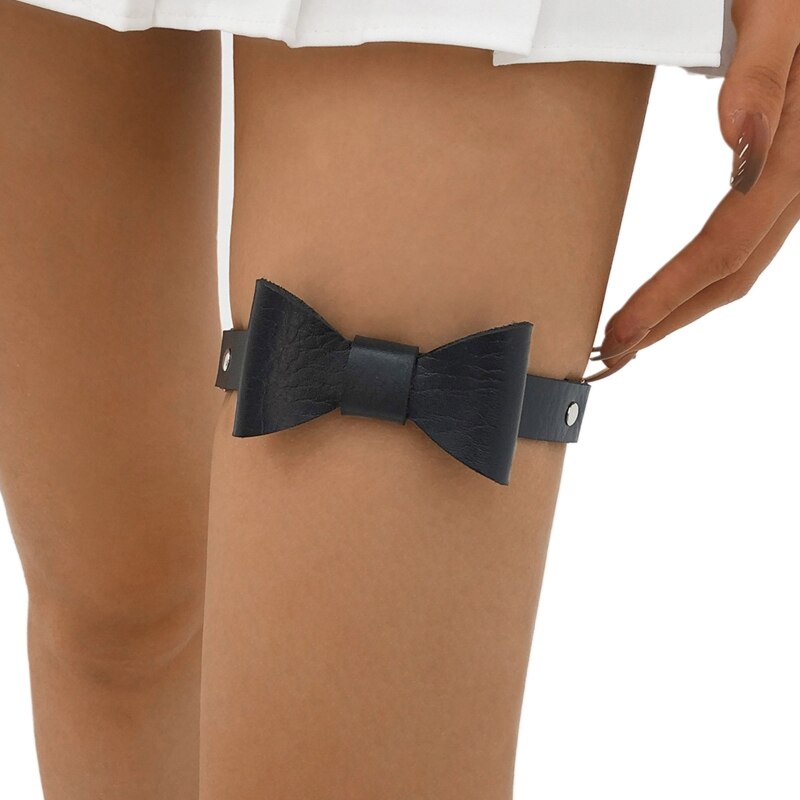 Harnais de jambe en Faux cuir pour femmes, dentelle festonnée, gothique Punk, jarretelles, ceinture cloutée, anneau de cuisse élastique réglable X4YC: style 8