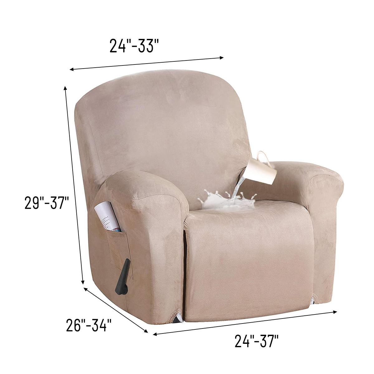 Vandtæt elastisk hvilestol betræk 4- i -1 delt ruskind lænestol betræk stretch sofa sofa slipcovers vaskbar møbelbeskytter