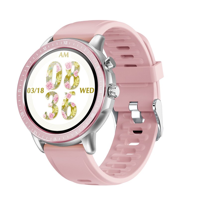 S02 Vrouwen Slimme Horloge 1.3 Inch Full Screen Touch Fitness Tracker Weerberichten Waterdichte Smart Polsband Voor Ios Android: Silver Pink