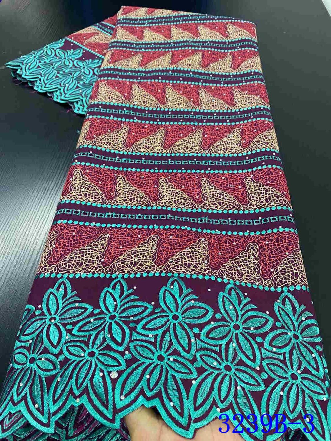 Nigerian Voile Lace Fabric Lace African Lace Fabric Embroidery Cotton For Dress Daily Sew YA3239B-6