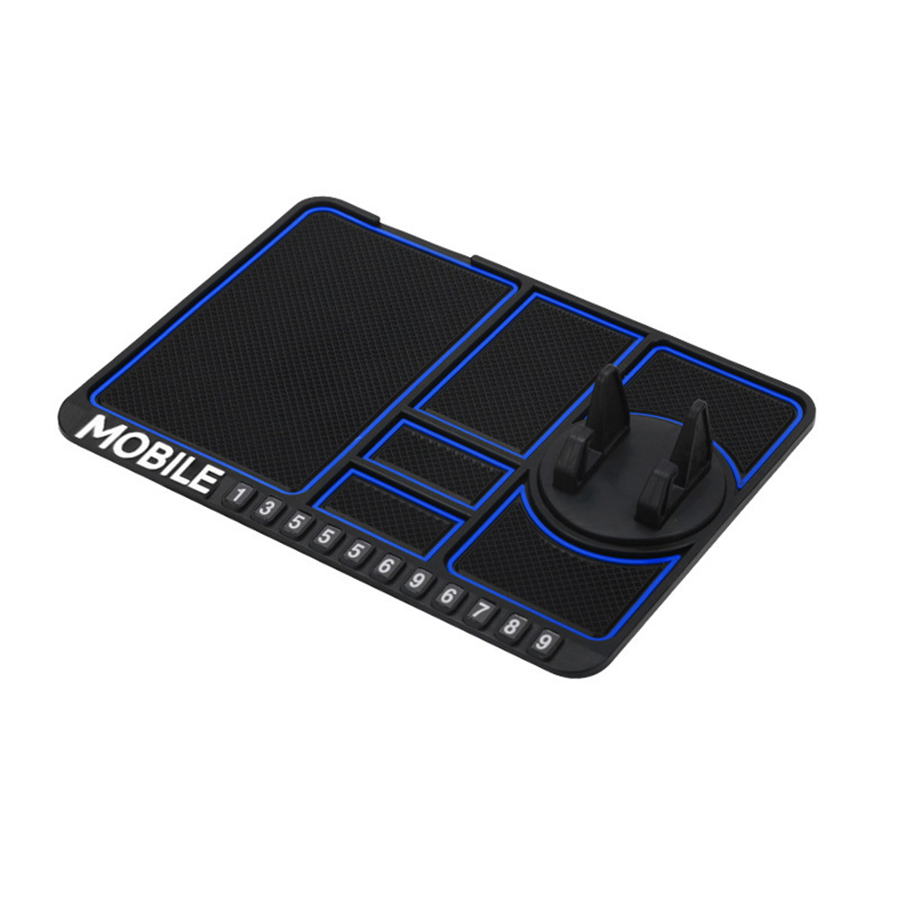 Silicone Car Anti-Slip Mat Auto Phone Holder Sticky Anti Slide Dash Phone Mount Parking Number Card Car Pad Mat Car Mat: Blue