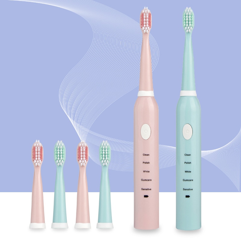 Adults Waterproof Electric Toothbrush Powerful Acoustic Wave Toothbrush 2 Colors Optional Rechargeable Sonic Toothbrush
