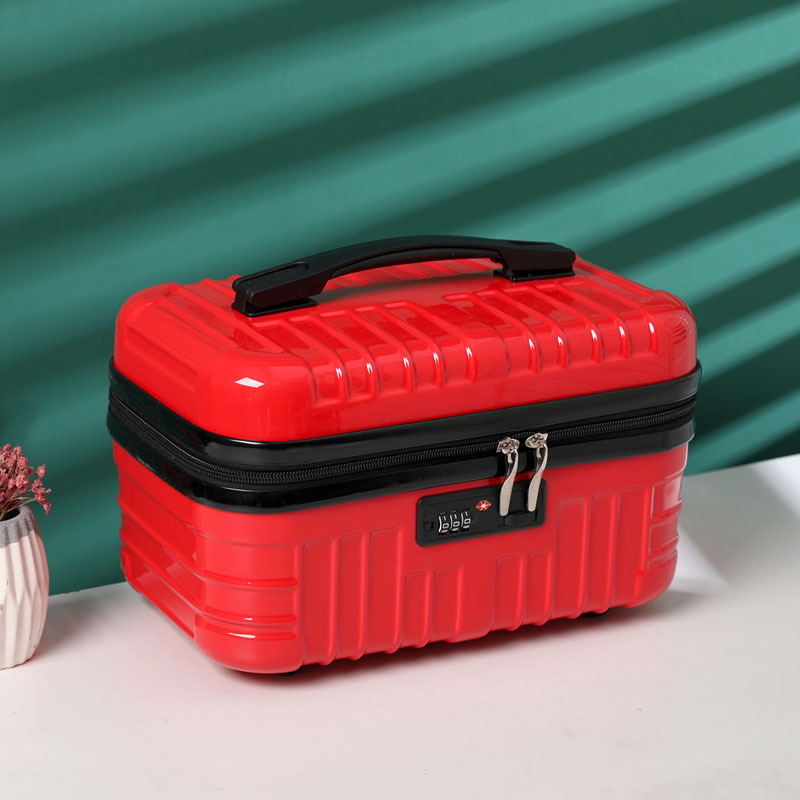 Maleta de viaje de 16 pulgadas, Mini estuche de maquillaje de mano, organizador de viaje, caja de cosméticos para mujer, estuche de maquillaje, caja con contraseña, estuche de embarque: Gris