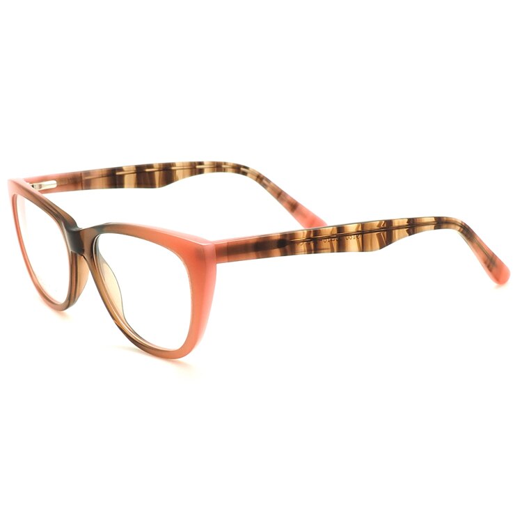 Women Hand Made Acetate Eyeglass Frames for Women Cateye Two-Toned Glasses Frames Light Spectacles Pink Blue Green: Orange c4