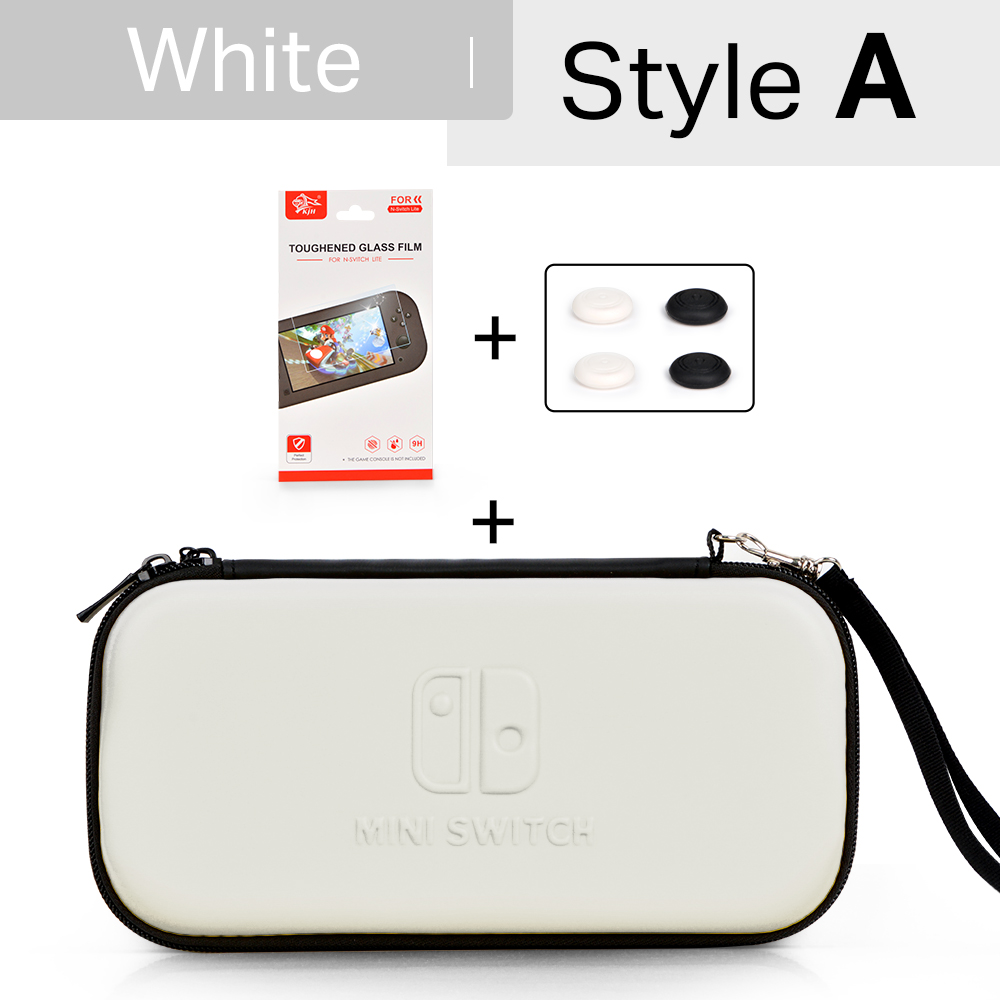 For Nintend Switch Lite Portable Bag Storage for Switch Mini Protector Case for Nintendo Switch Mini Accessories: White-2in1