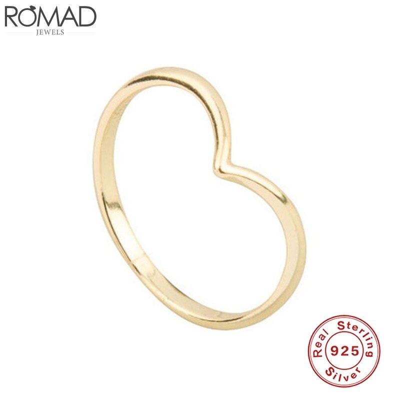 925 Anéis de Prata Esterlina Para Mulheres Wedding Engagement Promise Ring anillos Ouro Dainty Menina Presente Do Valentim Anel de Dedo R5: 6 / shape 1