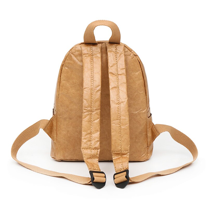 Mochila plegable para hombre y mujer, bolso de hombro, impermeable, con cremallera, papel Kraft, resistente a FA $1