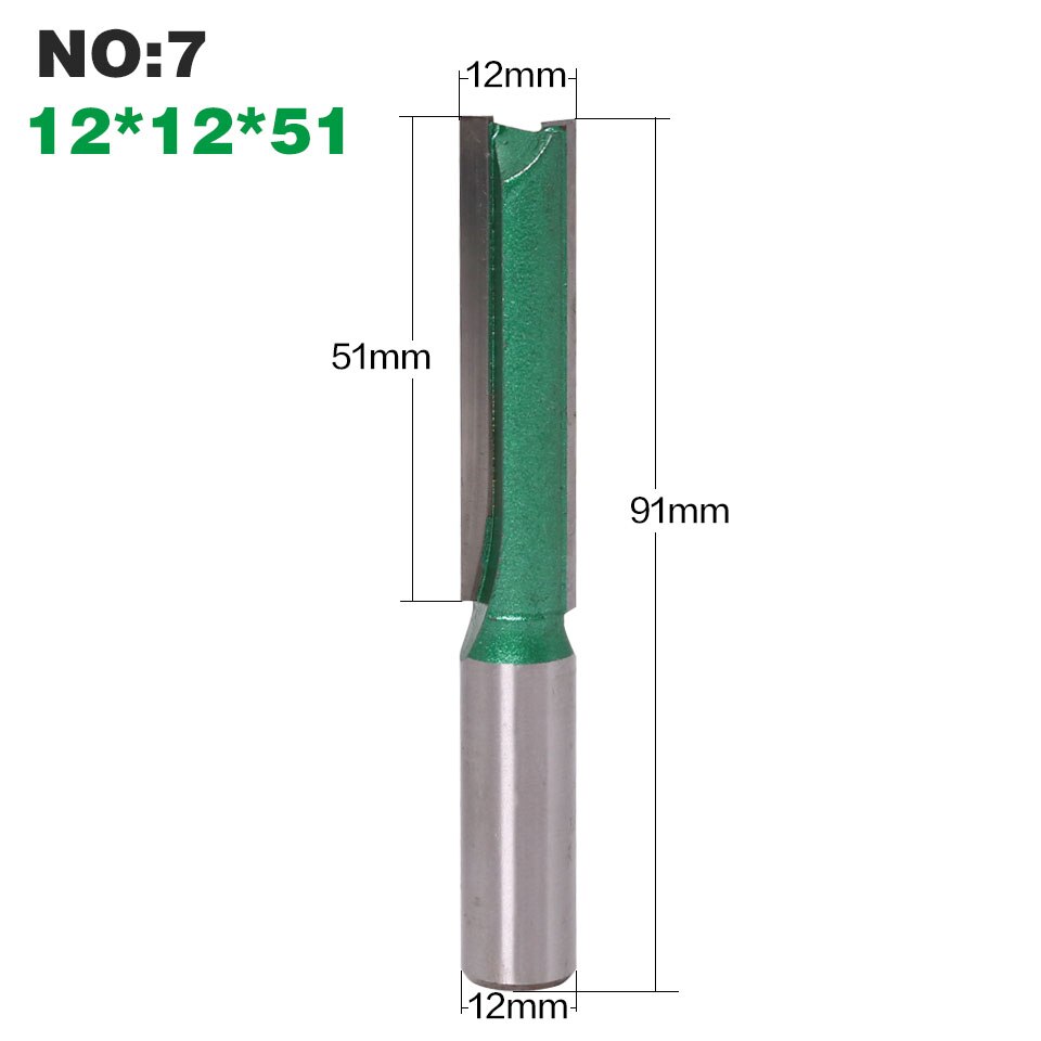 1pc 12mm Shank Double Flute Straight Bit Milling Cutter for Wood Tungsten Carbide Router Bit Woodwork Tool: NO 7