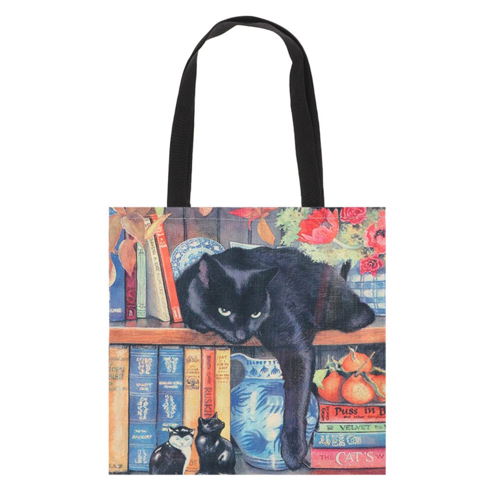 Women Printed Shopping Bag Casual Single Shoulder Bag Waterproof Cartoon Large Linen Cat Oil Shopper Tote Handbag: 05