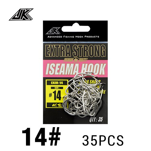 JK EXIH #10-19 Size 25-45PCS High Carbon Steel Fishing Hooks Japan Hooks Light Sea Jigging Carp Single Barbed Hook: 14   35PCS / 1 PACK