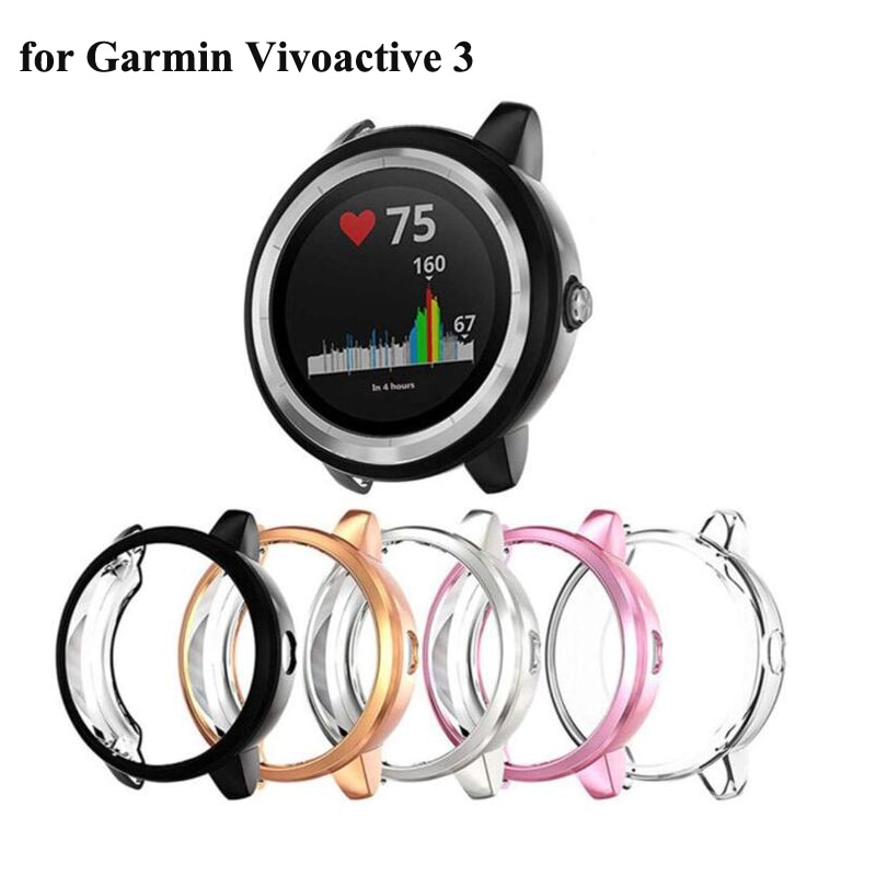 Skyddsfodral för garmin vivoactive 3 musik smart klocka soft tpu all-around ultratunna genomskinliga täckbandstillbehör