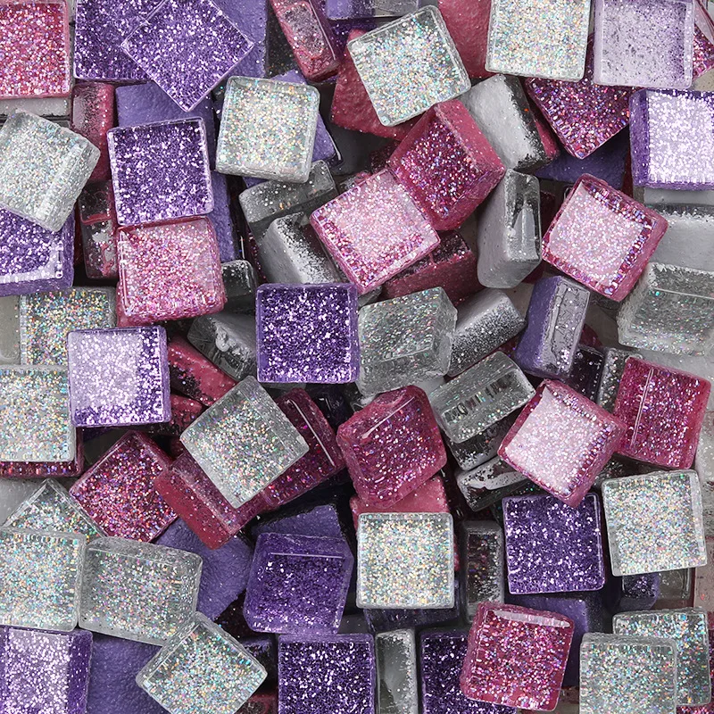 50Stck Diy mischen Farbe funkeln Glas Mosaik Steine Mosaik Fliesen Glas Kiesel Handwerk Material Puzzle Für Diy Mosaik, Der 10*10mm: 2