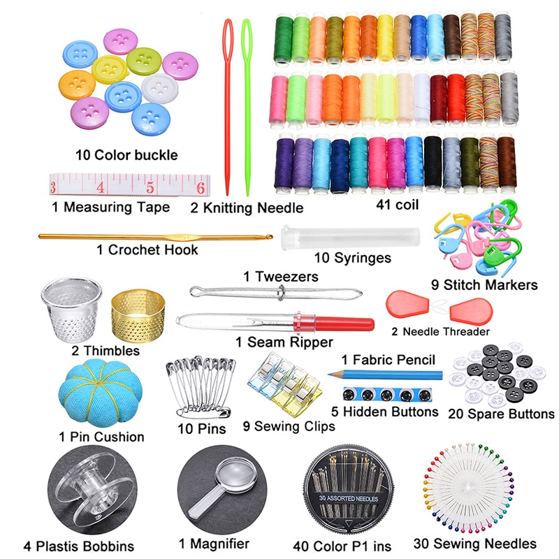 200pcs Multifunctional Sewing Tool Set DIY Craft Sewing Kit Sewing Accessories Sewing Thread Sewing Needles Tool Kit