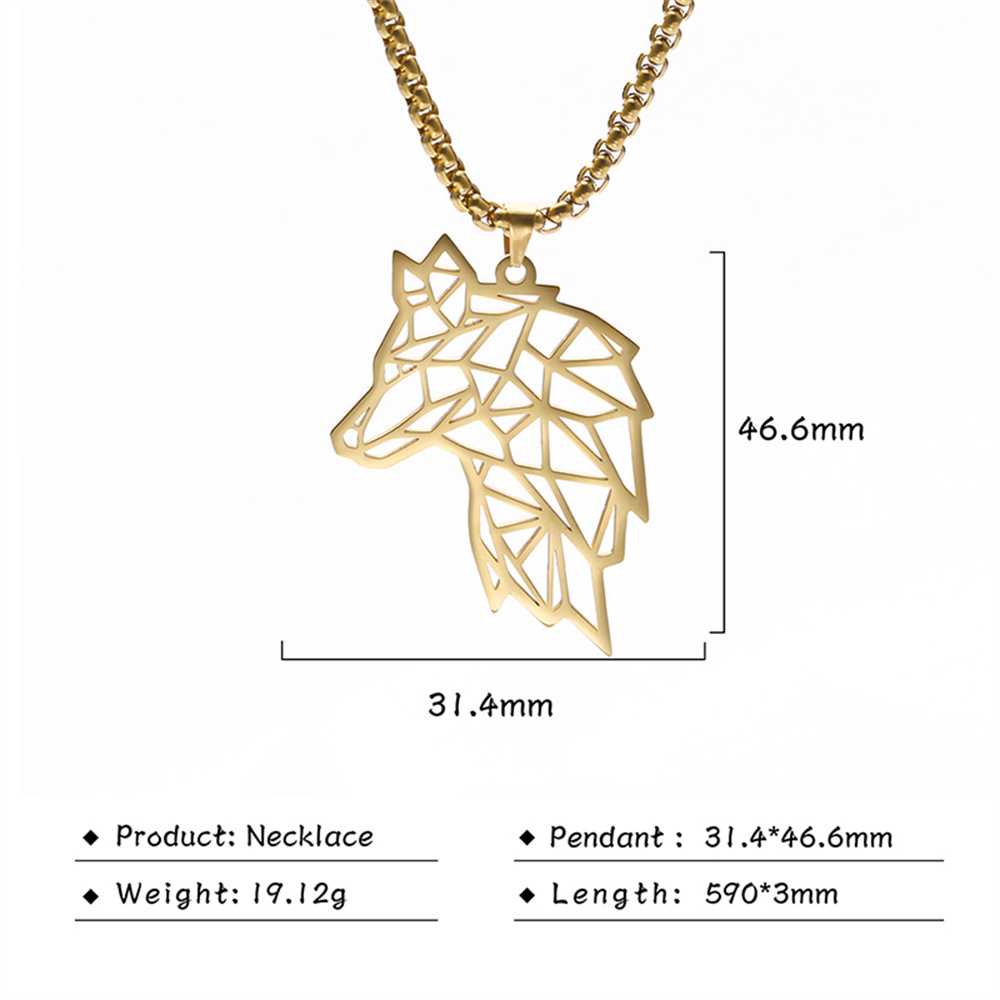 My Shape Roi Lion couronne pendentif collier hommes garçon en acier inoxydable punk animal loup charme collier Hip Hop bijoux,collier garcon enfan,coliers pour enfants garçon de,chaine homme: Couleur or
