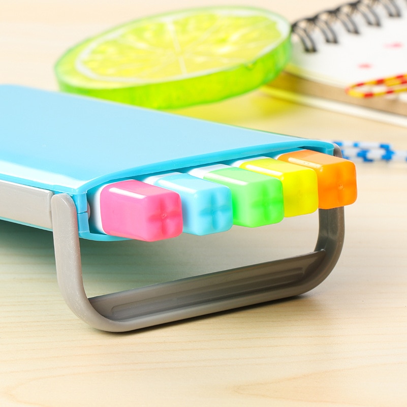 5 stk farge highlighter tusj penn sett mini bærbart skrivesaker kontortilbehør skolemateriell materiale escolar  db158
