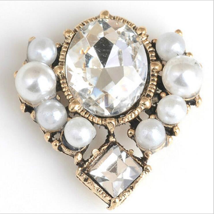 10pcs/lot antique gold alloy buttons flat back rhinestone embellishment buttons crafts: D