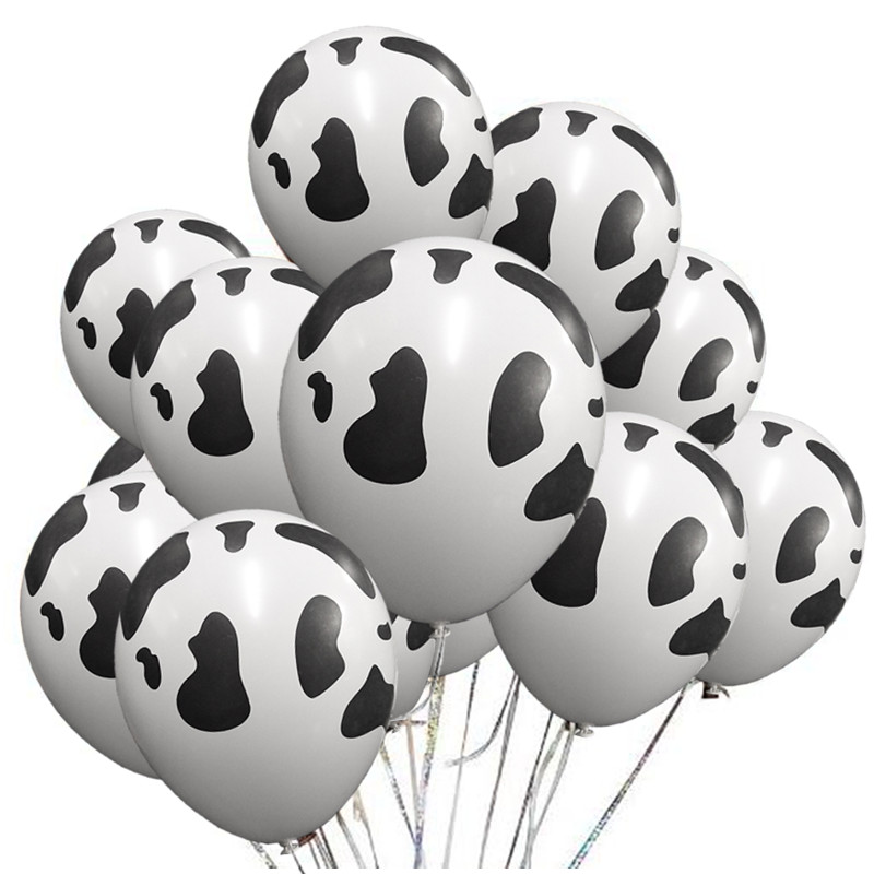 12 stk / lot tegneserie dyr globos ko print latex balloner til gård tema fødselsdagsfest indretning zabra hoved baby shower forsyninger: Oliven
