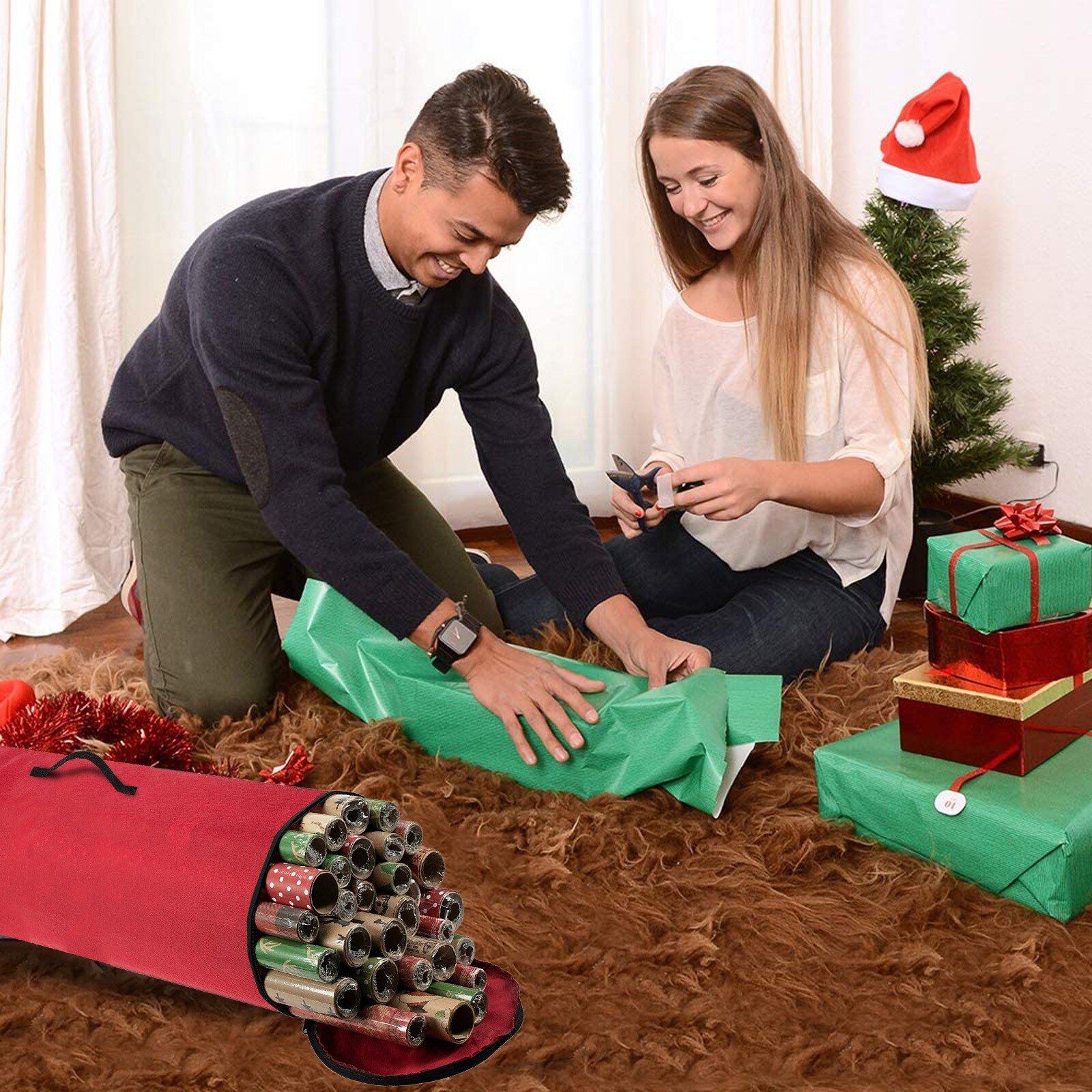 Wrapping Paper Storage Bag Waterproof Rugged Durable Wrap Rolls Storage Container Outdoor Large Storage Bag C04