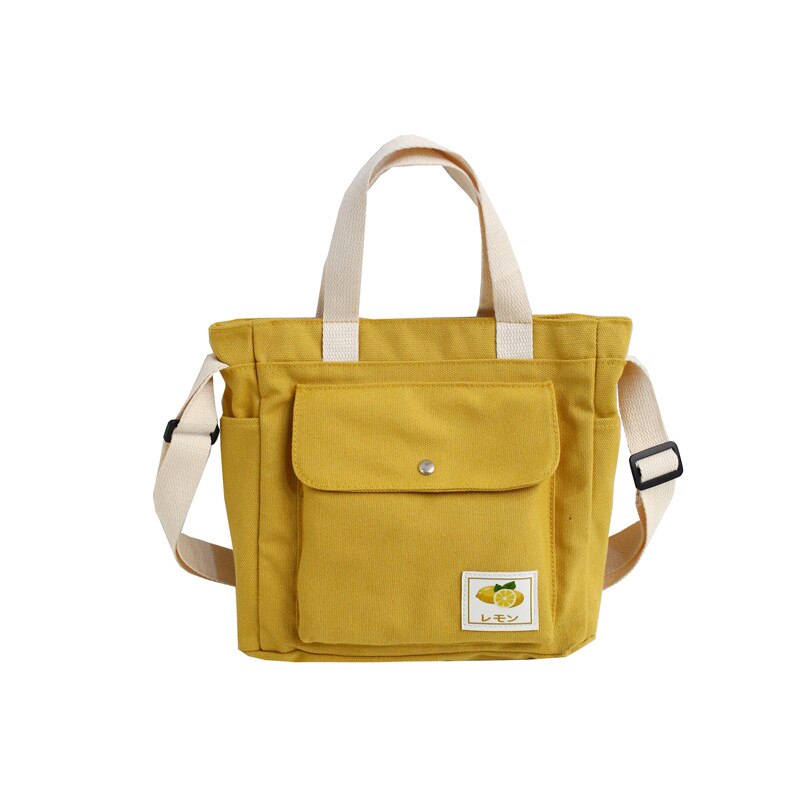feminina femmes sacs à main fourre-tout en toile de coton pliable recyclable sac à bandoulière Messenger femme jeunesse loisirs seau sac fille: 02 Yellow