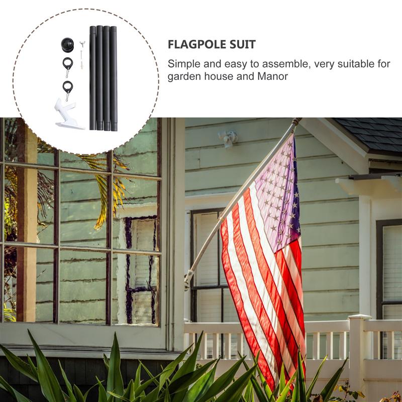 1 Set Wall Mount Flag Pole Porch Yard Flag Pole With Bracket Outdoor Spinning Flagpole Kit Flag Rod Parts