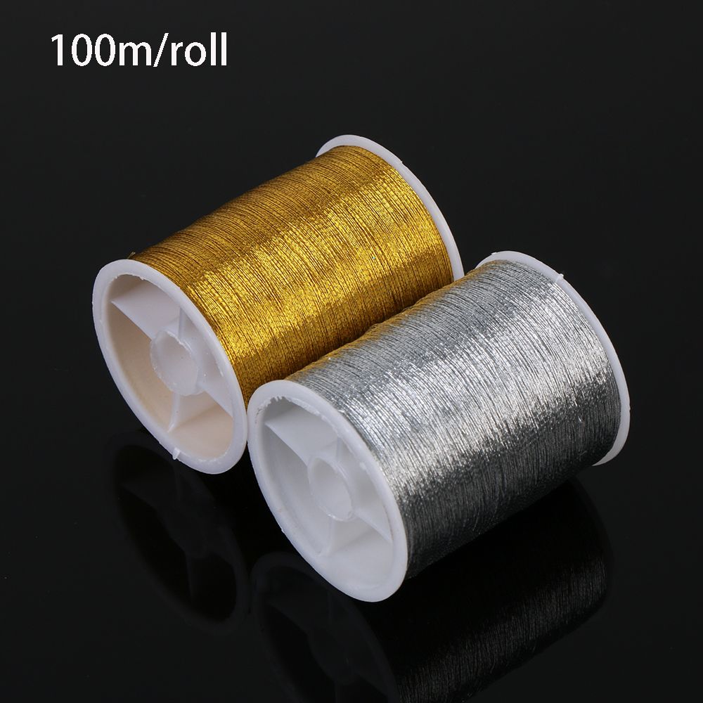 100 metres Spool Crafts Handmade DIY Embroidery Thread Cross Stitch gold wire Sewing Machine