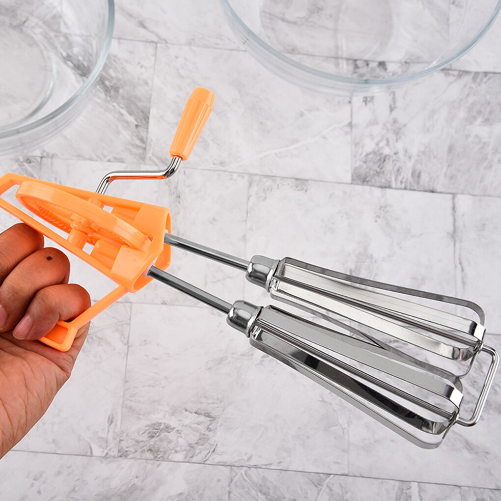Hand Crank Egg Beater Stainless Steel Rotary Hand Whisk Manual Egg Mixer Kitchen Cooking Tool