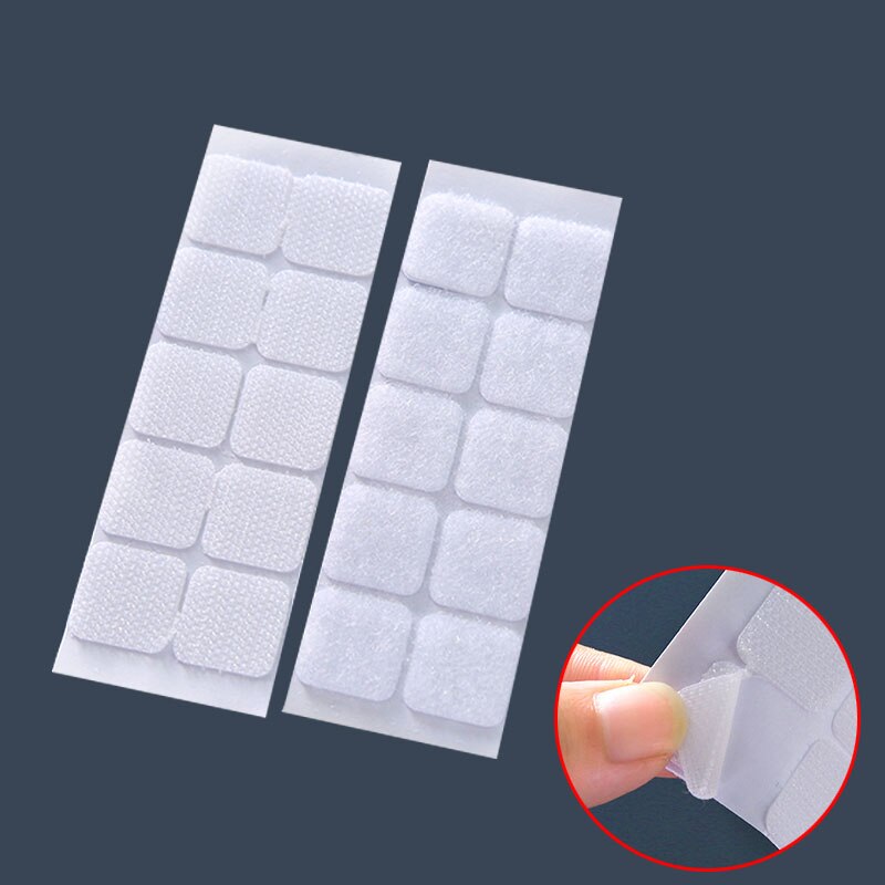 Wit 100 Pairs 20mm Nylon haken en lussen Sticker sterke zelfklevende Ronde dot lijm op stickers thuisgebruik Gordijn fastener: Default Title